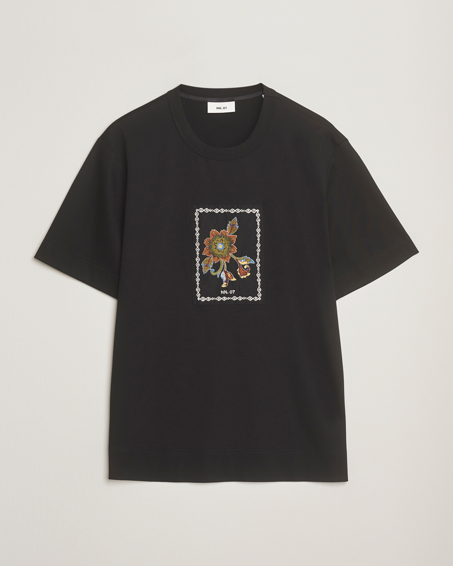 Heren | T-shirts | NN07 | Pedro Mercerized Flower T-Shirt Black