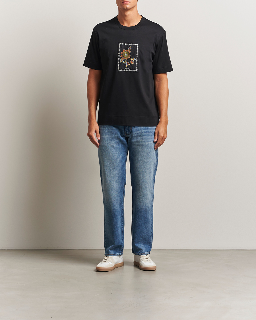 Heren | T-shirts | NN07 | Pedro Mercerized Flower T-Shirt Black