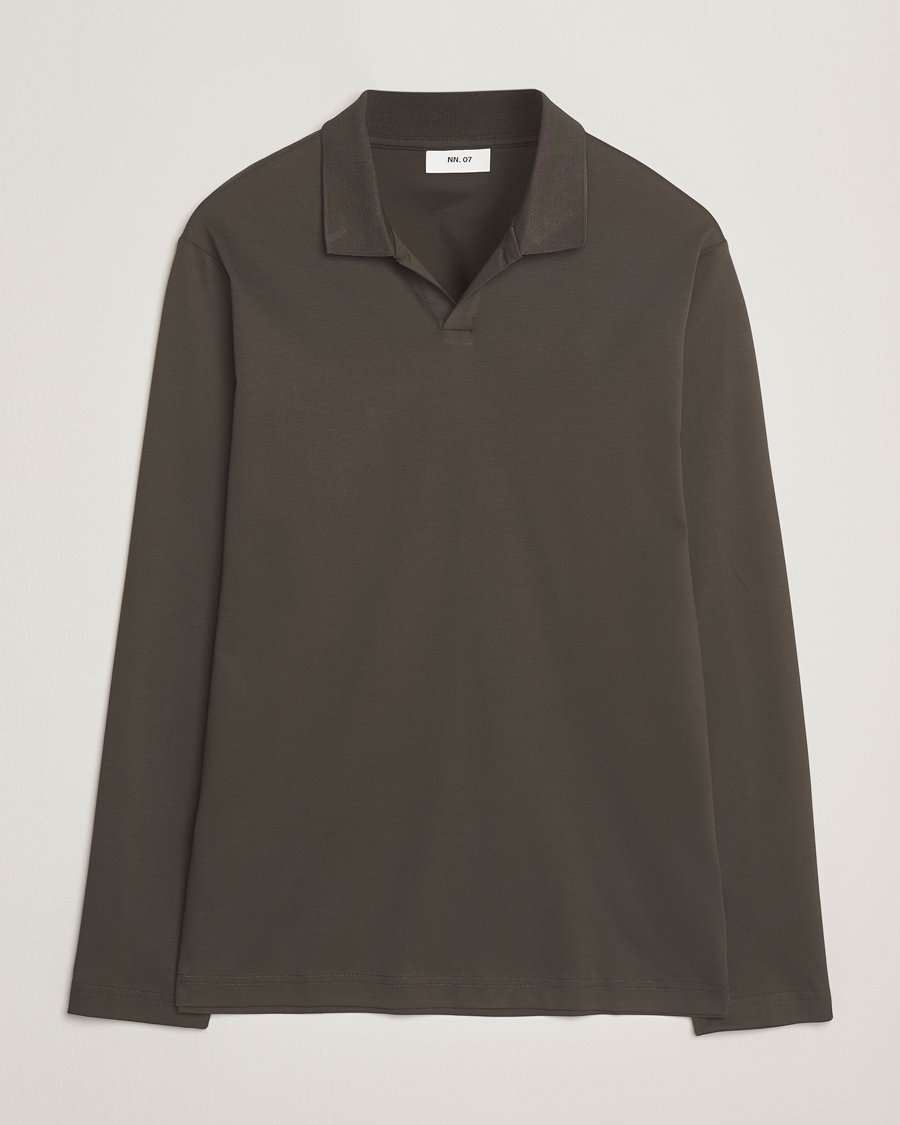 Heren | Polo's | NN07 | Paul Mercerized Long Sleeve Polo Dark Army