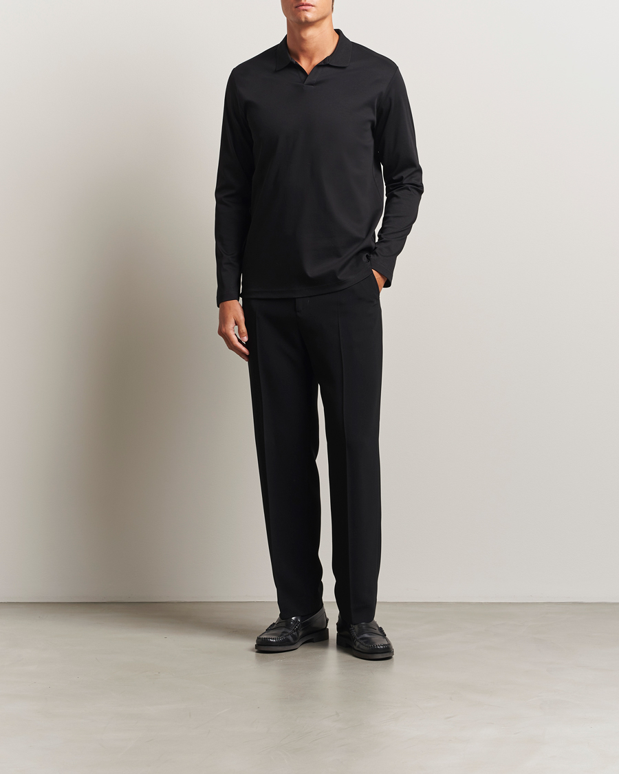 Heren | Polo's | NN07 | Paul Mercerized Long Sleeve Polo Black