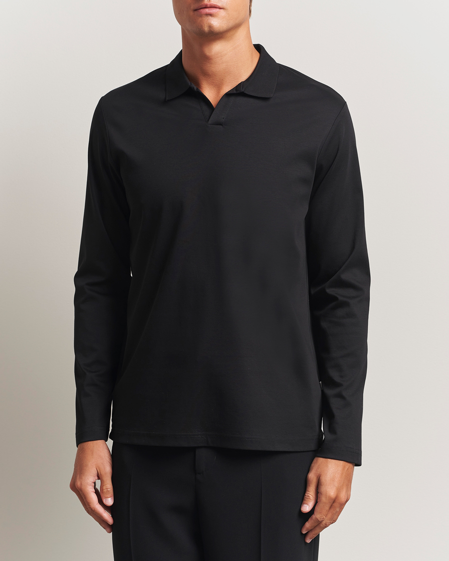 Heren | Polo's | NN07 | Paul Mercerized Long Sleeve Polo Black