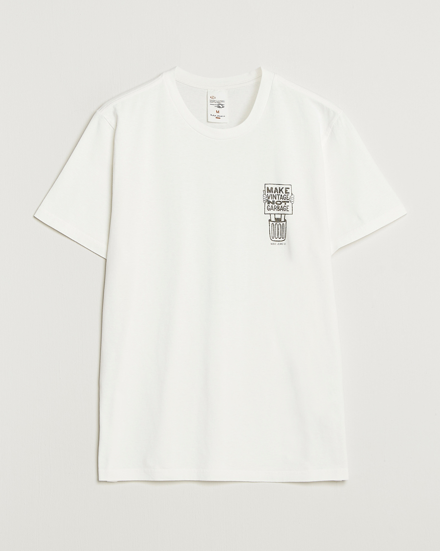 Heren | T-shirts | Nudie Jeans | Roy Garbage T-Shirt Chalk White