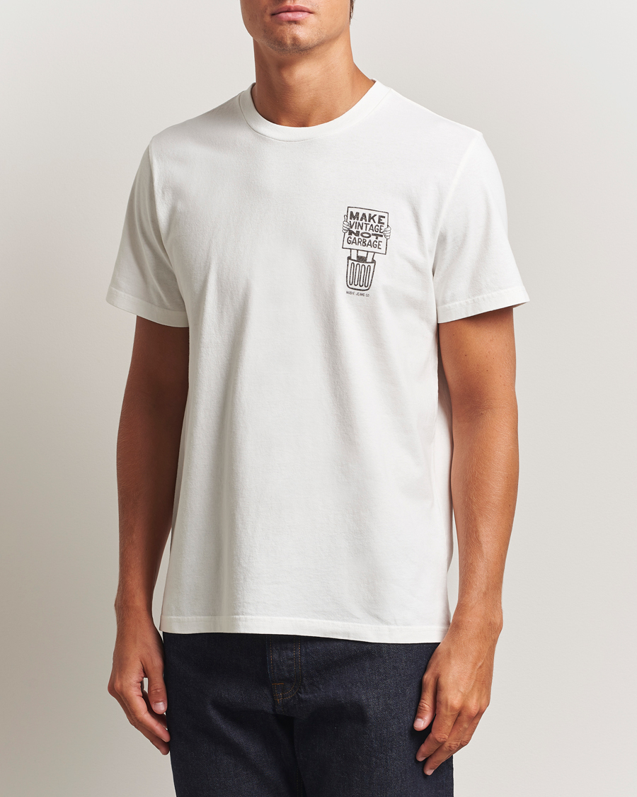 Heren | T-shirts | Nudie Jeans | Roy Garbage T-Shirt Chalk White