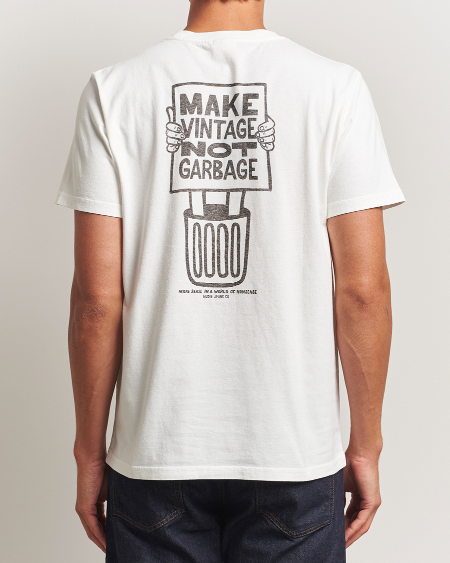 Heren | T-shirts | Nudie Jeans | Roy Garbage T-Shirt Chalk White