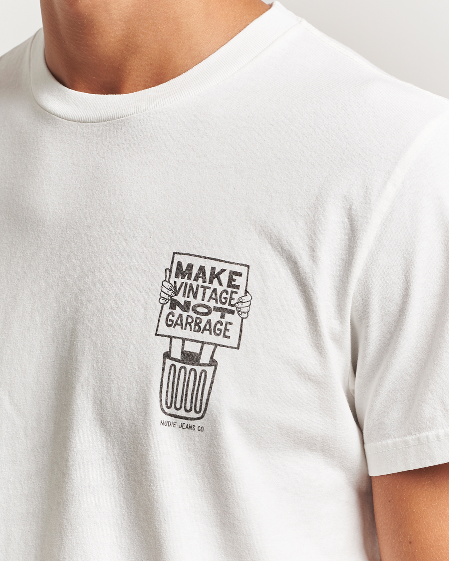 Heren | T-shirts | Nudie Jeans | Roy Garbage T-Shirt Chalk White