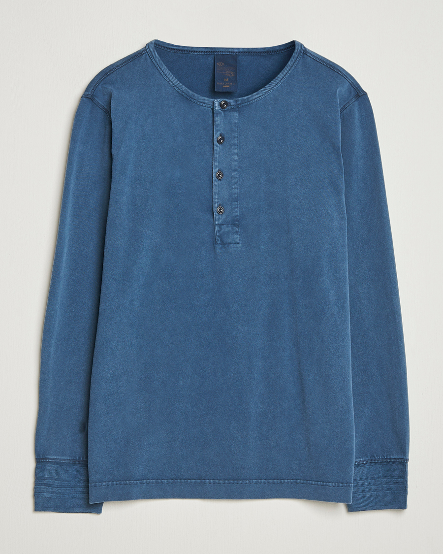 Heren | Truien | Nudie Jeans | Long Sleeved Henley Washed Blue