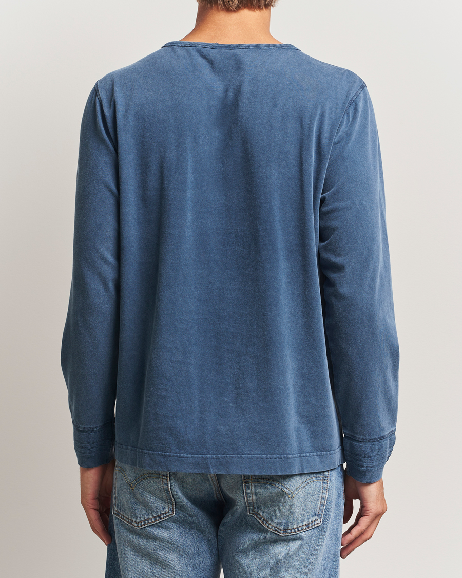 Heren | Truien | Nudie Jeans | Long Sleeved Henley Washed Blue