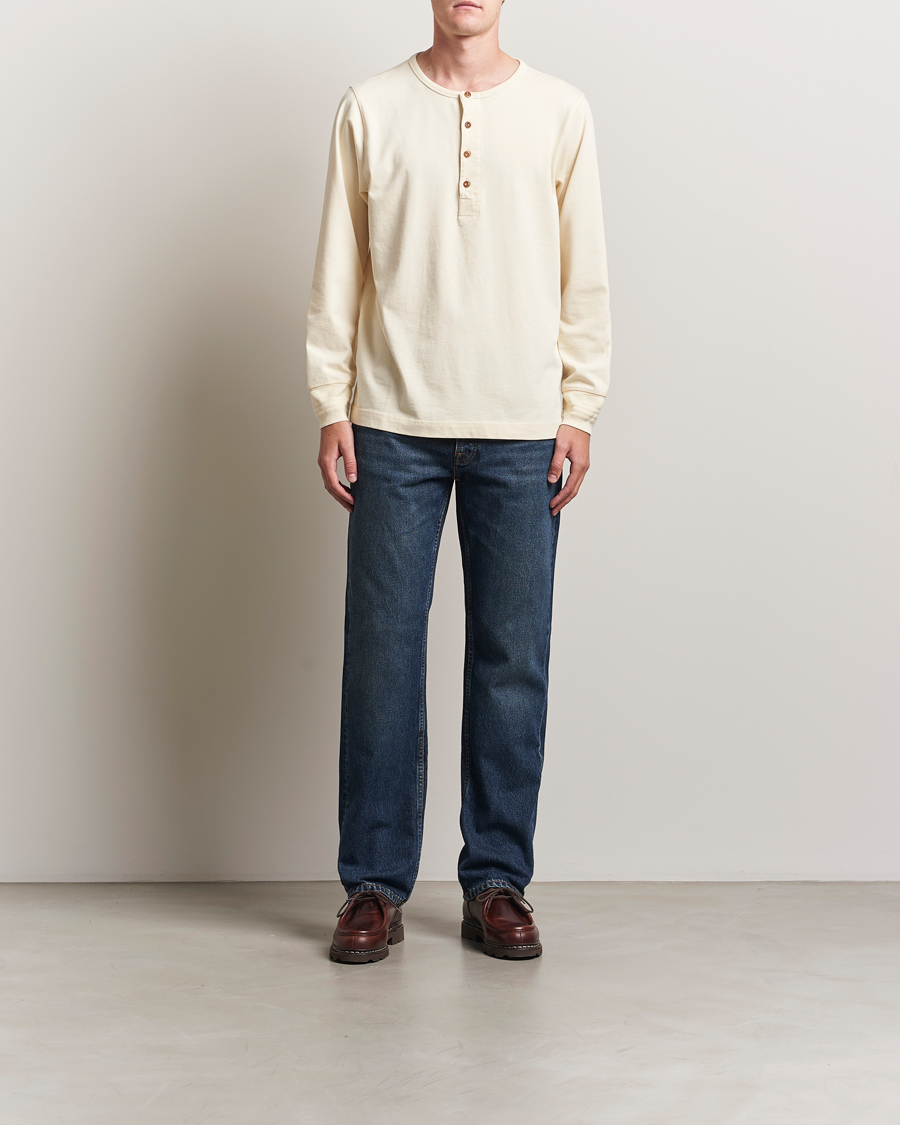 Heren | Truien | Nudie Jeans | Long Sleeved Henley Ecru