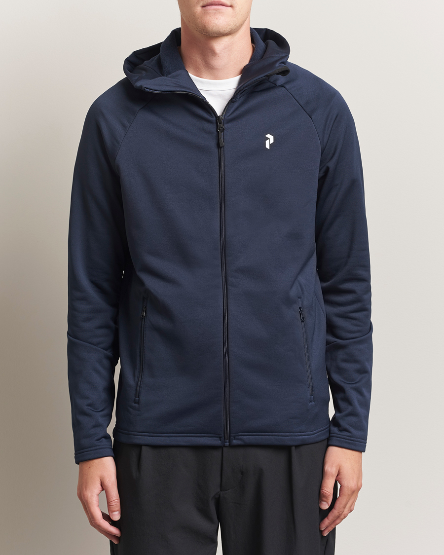 Heren | Truien | Peak Performance | Rider Hooded Full Zip Blue Shadow