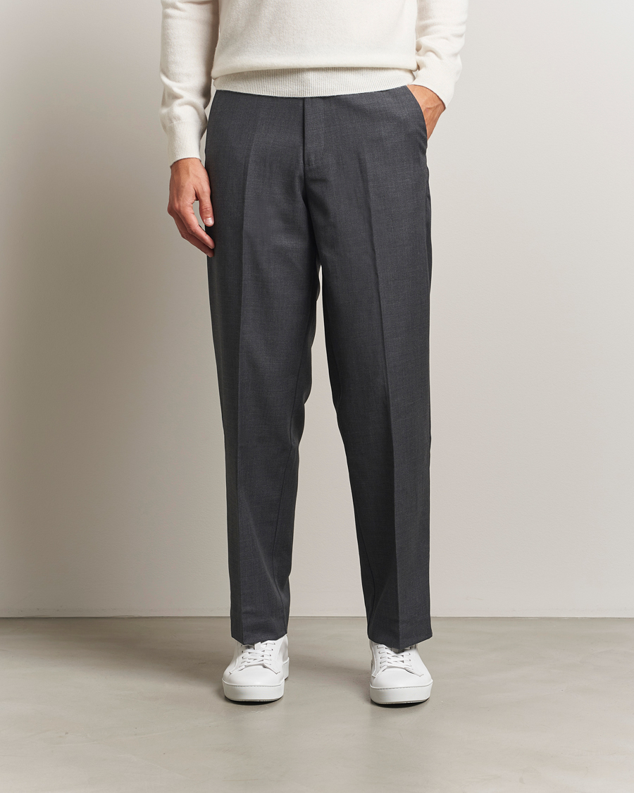 Heren | Broeken | Samsøe Samsøe | Noah Pleated Trousers Dark Grey Melange