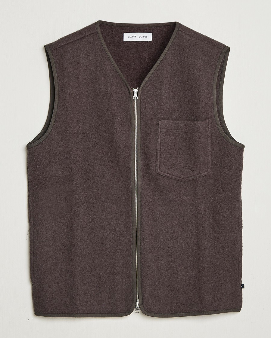 Heren | Gilets | Samsøe Samsøe | Hannes Boiled Wool Vest Turkish Coffee