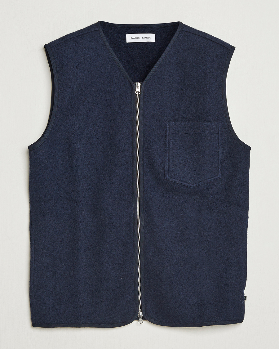 Heren | Gilets | Samsøe Samsøe | Hannes Boiled Wool Vest Salute Navy