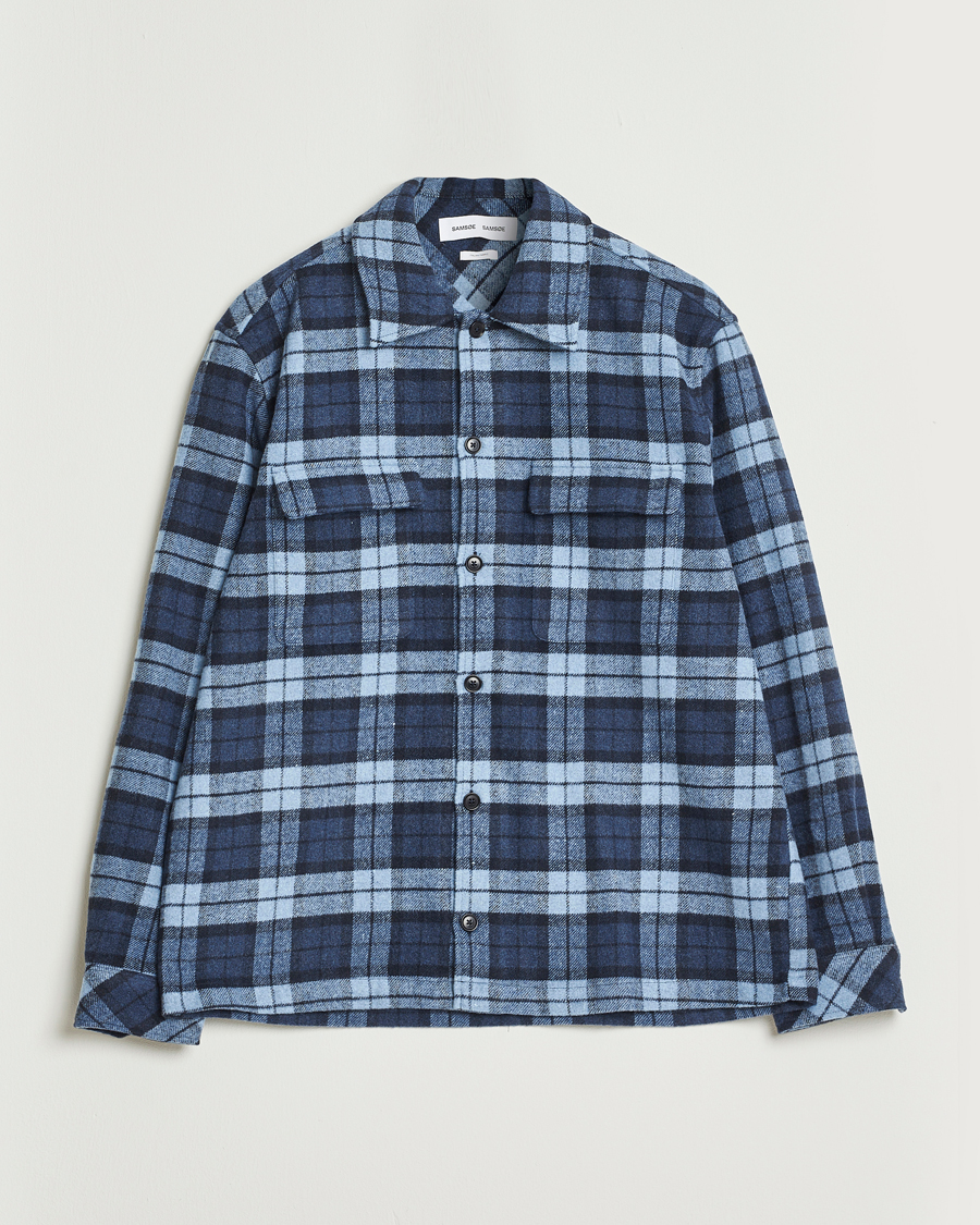 Heren | Overhemden | Samsøe Samsøe | Castor Checked Overshirt Stellar Blue