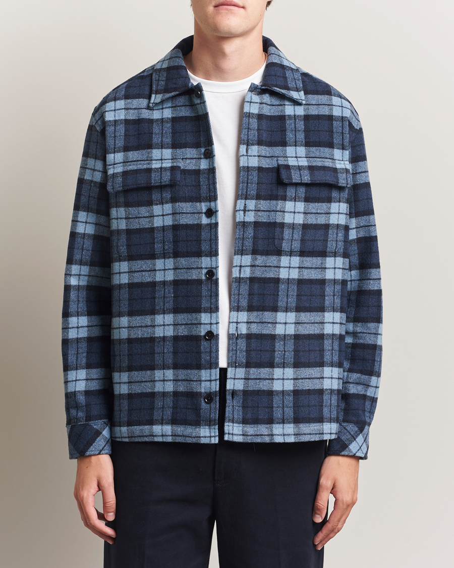Heren | Overhemden | Samsøe Samsøe | Castor Checked Overshirt Stellar Blue
