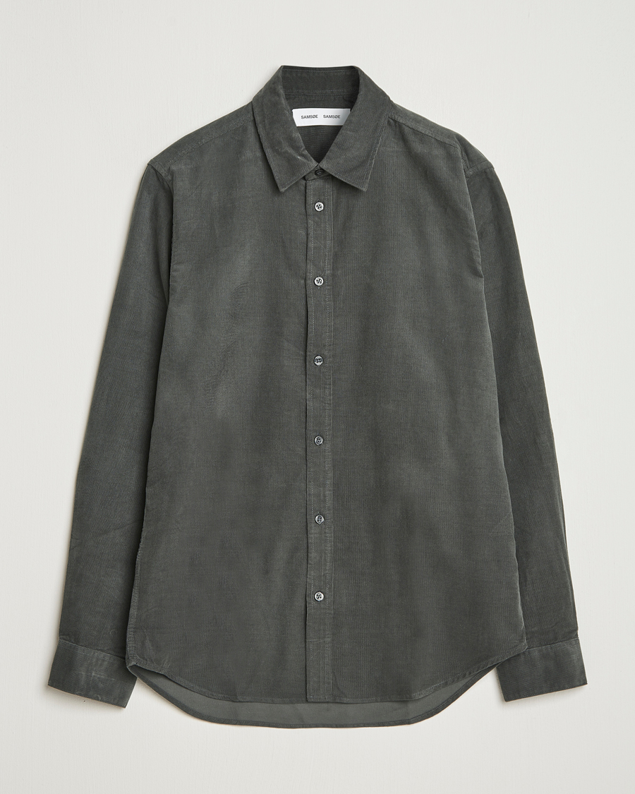 Heren | Overhemden | Samsøe Samsøe | Liam Baby Cord Shirt Black Oyster