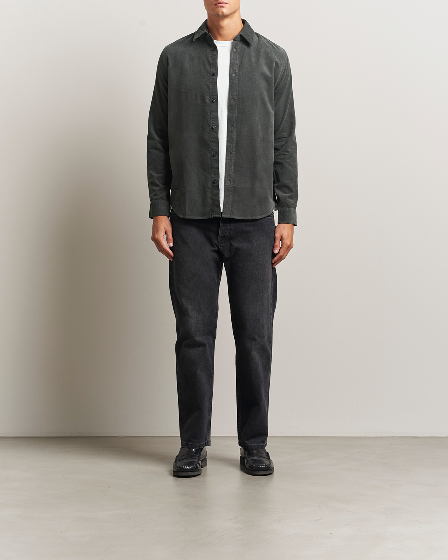 Heren | Overhemden | Samsøe Samsøe | Liam Baby Cord Shirt Black Oyster