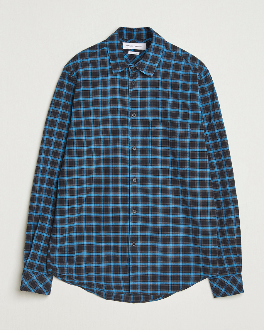 Heren | Overhemden | Samsøe Samsøe | Liam Brushed Cotton Checked Shirt Turkish Coffee
