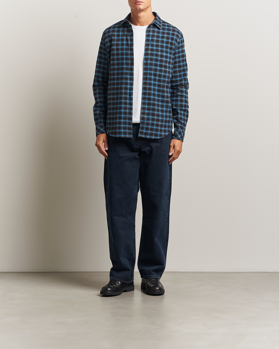 Heren | Overhemden | Samsøe Samsøe | Liam Brushed Cotton Checked Shirt Turkish Coffee