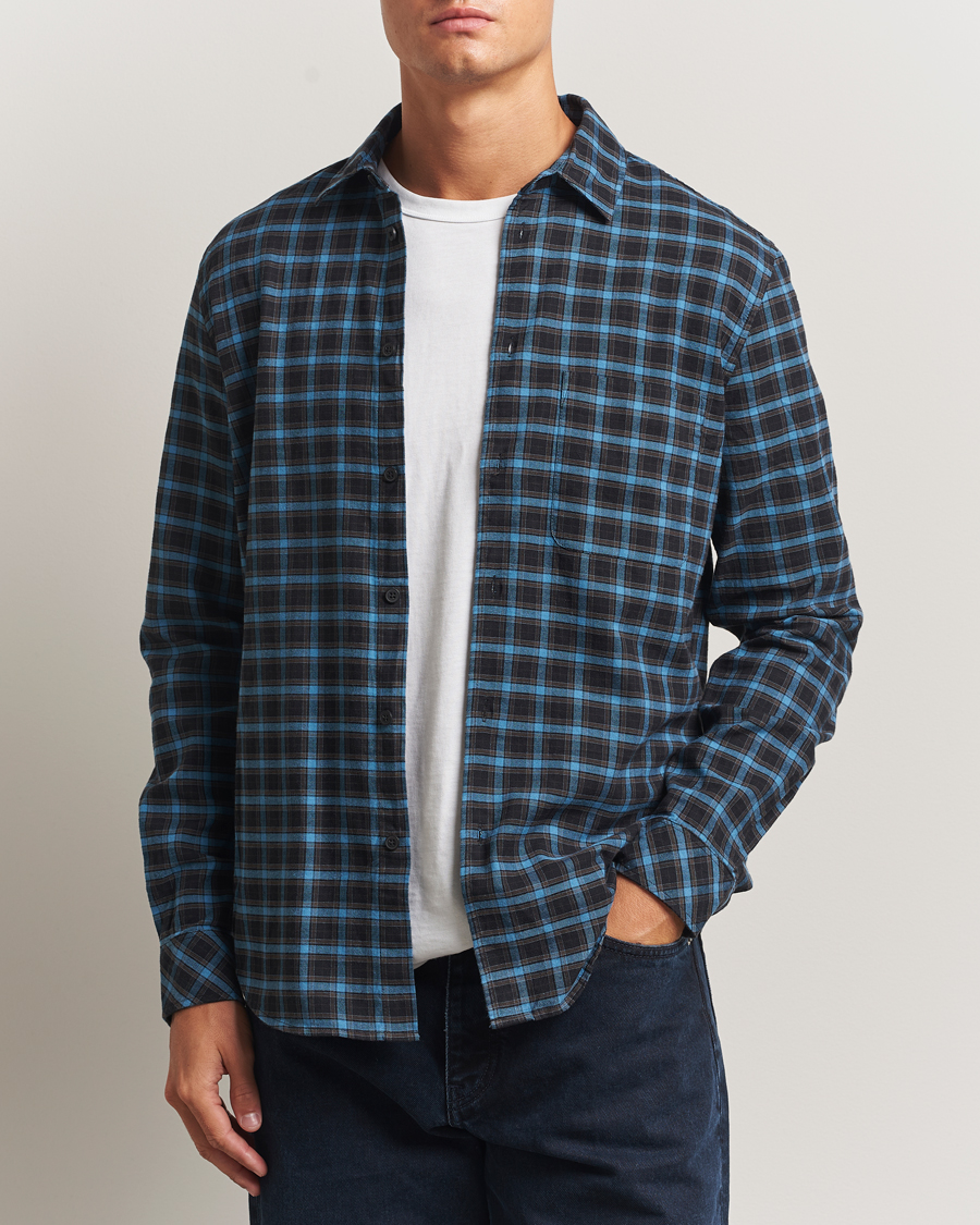 Heren | Overhemden | Samsøe Samsøe | Liam Brushed Cotton Checked Shirt Turkish Coffee