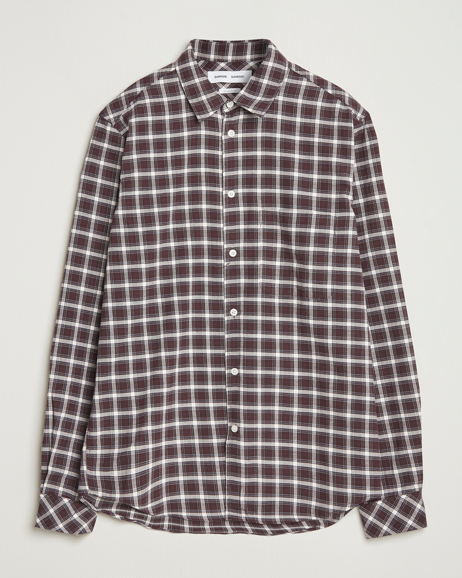 Heren | Overhemden | Samsøe Samsøe | Liam Brushed Cotton Checked Shirt Raisin