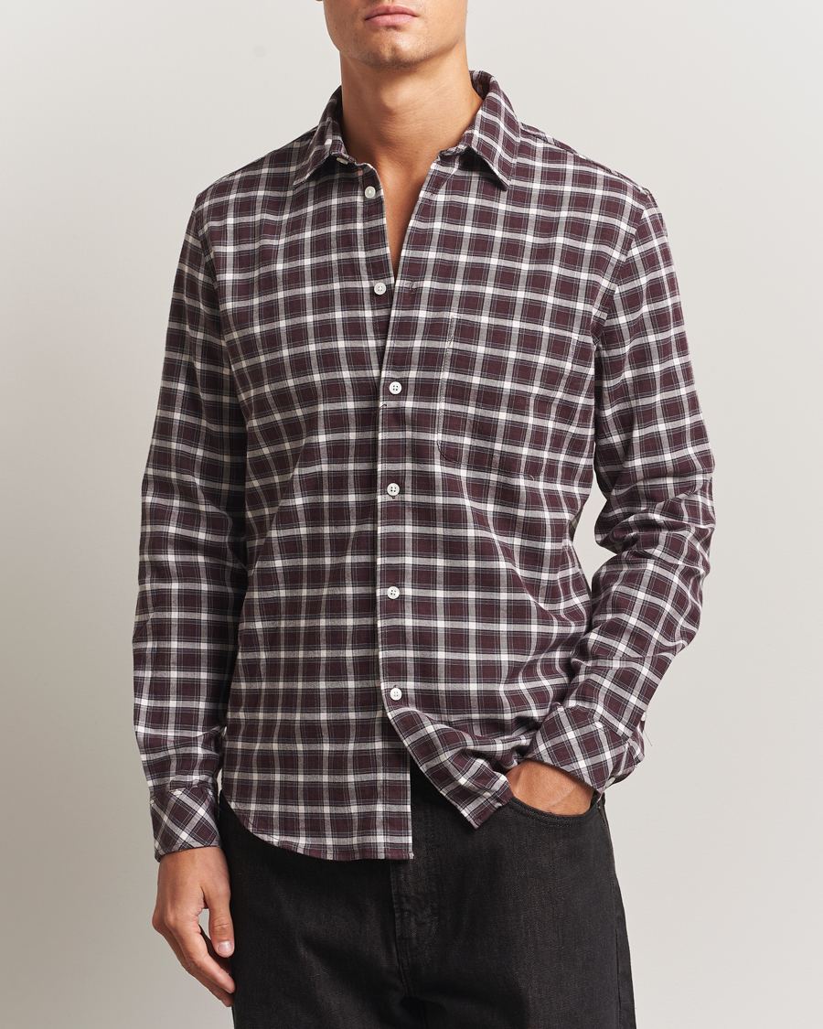 Heren | Overhemden | Samsøe Samsøe | Liam Brushed Cotton Checked Shirt Raisin