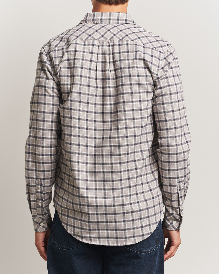 Heren | Overhemden | Samsøe Samsøe | Liam Brushed Cotton Checked Shirt Elephant Skin