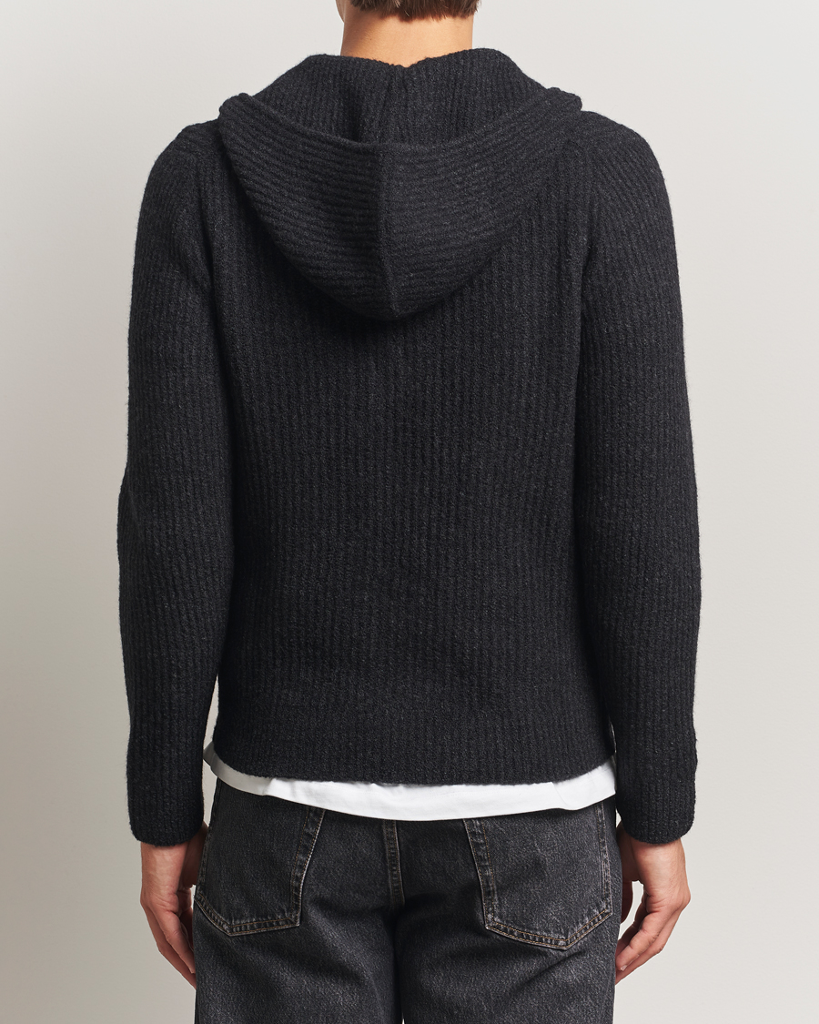 Heren | Truien | Samsøe Samsøe | Koji Knitted Full Zip Hoodie Black Melange