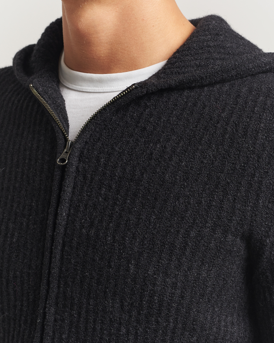 Heren | Truien | Samsøe Samsøe | Koji Knitted Full Zip Hoodie Black Melange