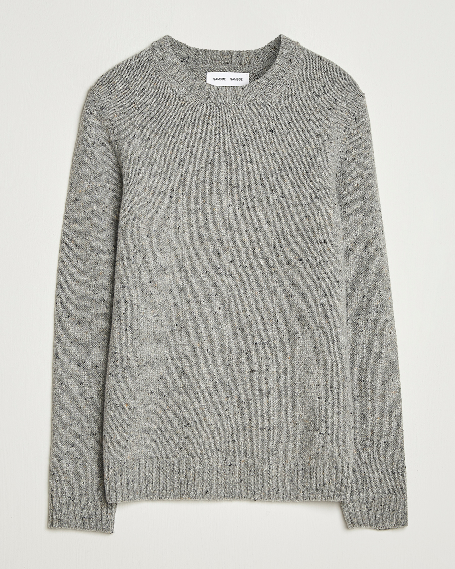 Heren | Truien | Samsøe Samsøe | Nataniel Donegal Knitted Crew Neck Grey Melange