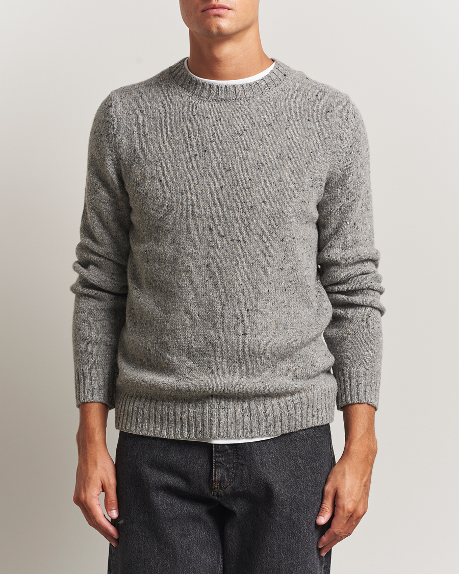 Heren | Truien | Samsøe Samsøe | Nataniel Donegal Knitted Crew Neck Grey Melange