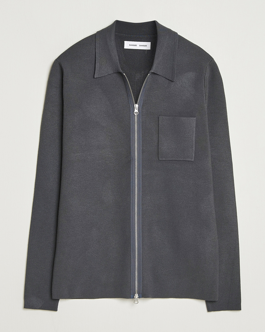 Heren | Truien | Samsøe Samsøe | Guna Full Zip Black Oyster