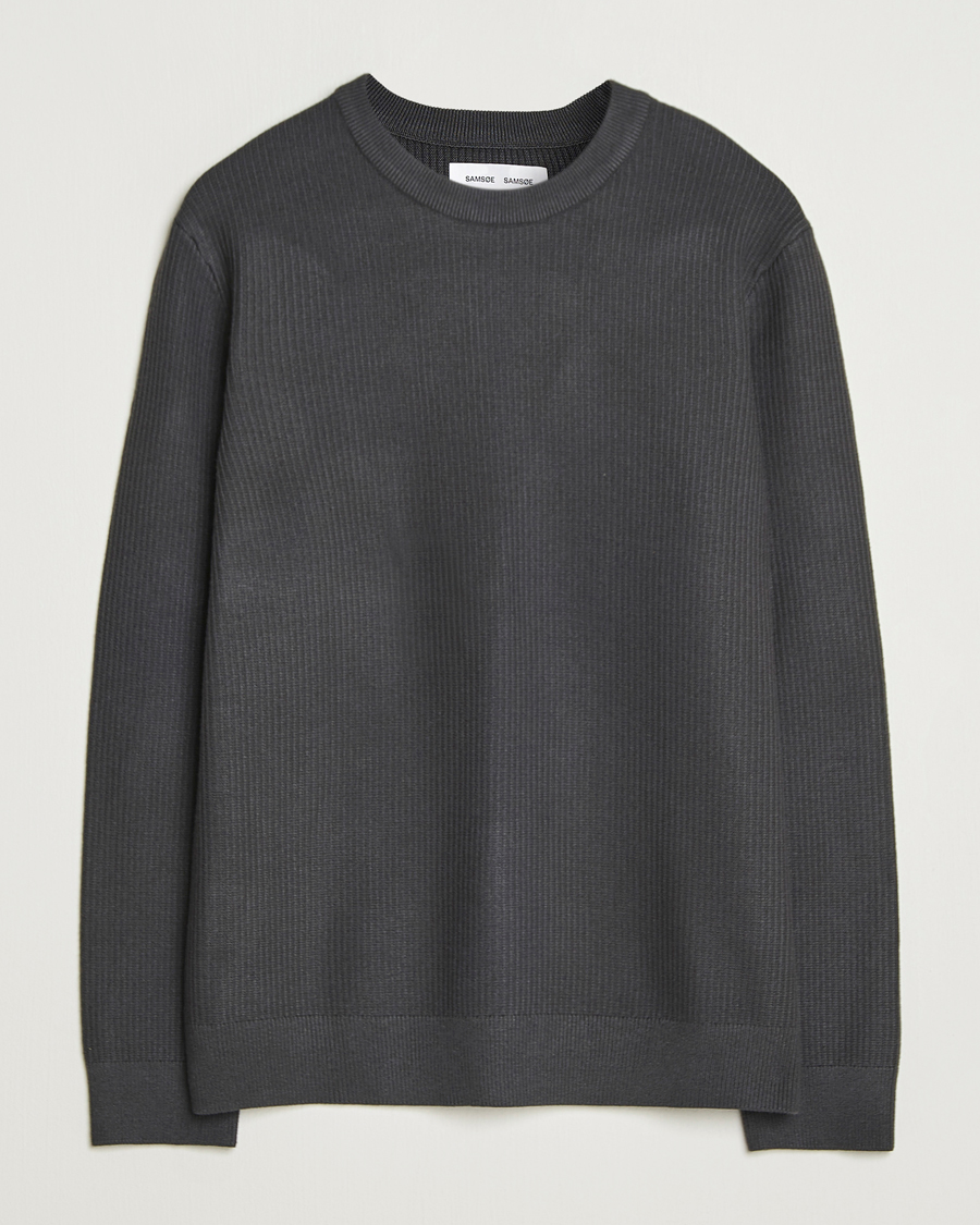 Heren | Truien | Samsøe Samsøe | Dem Structured Knitted Crew Neck Black Oyster