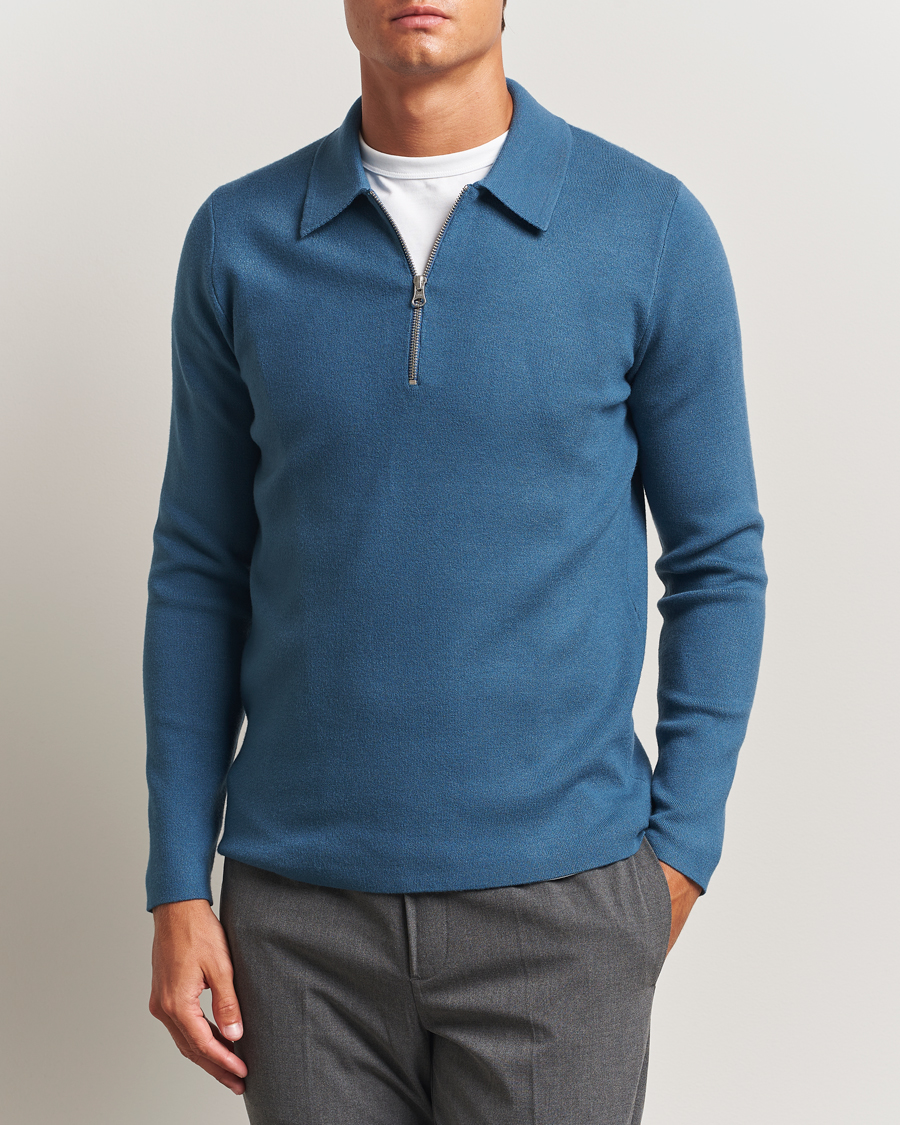 Heren | Truien | Samsøe Samsøe | Guna Half Zip Stellar Blue