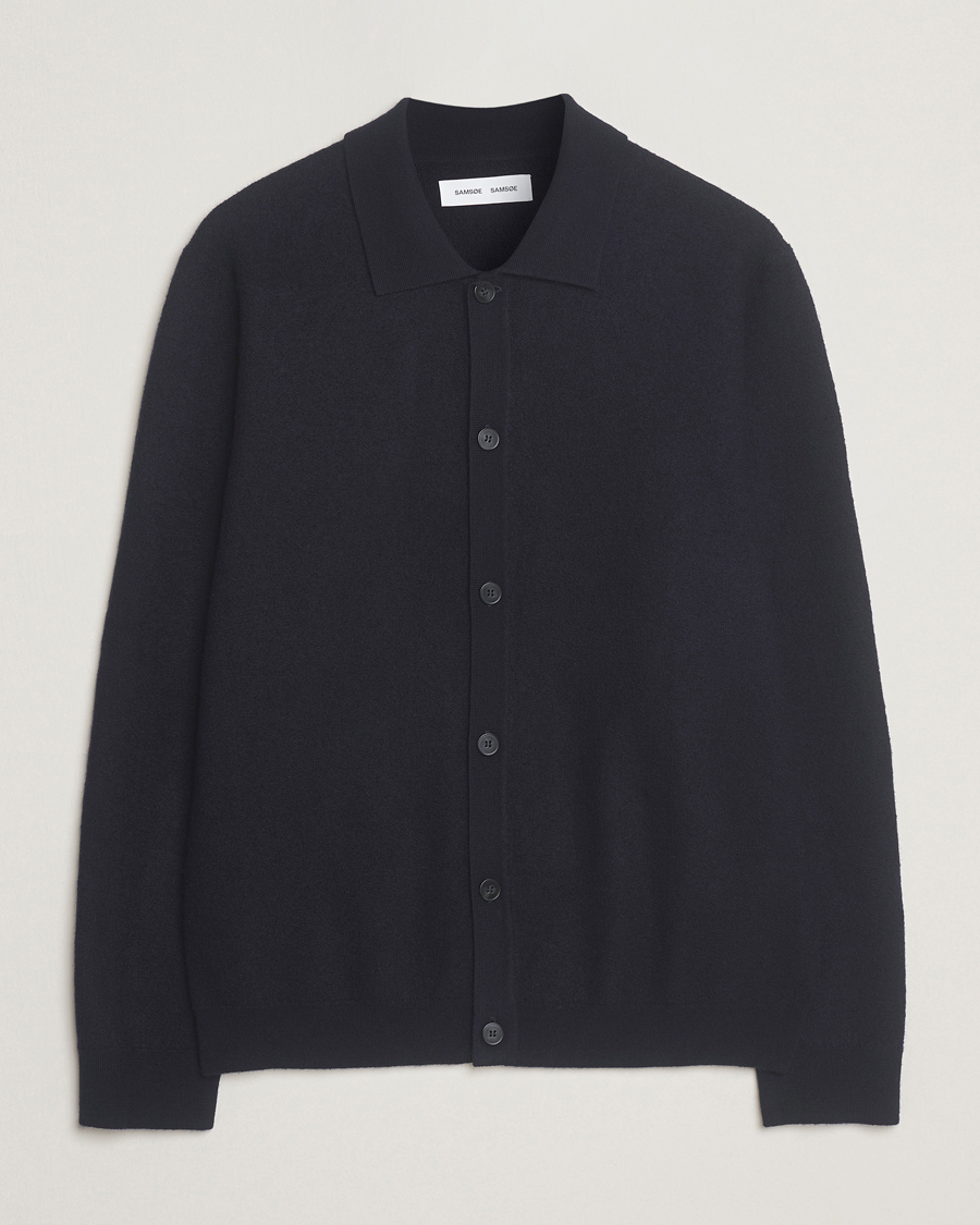 Heren | Truien | Samsøe Samsøe | Richard Merino Knitted Cardigan Salute Navy