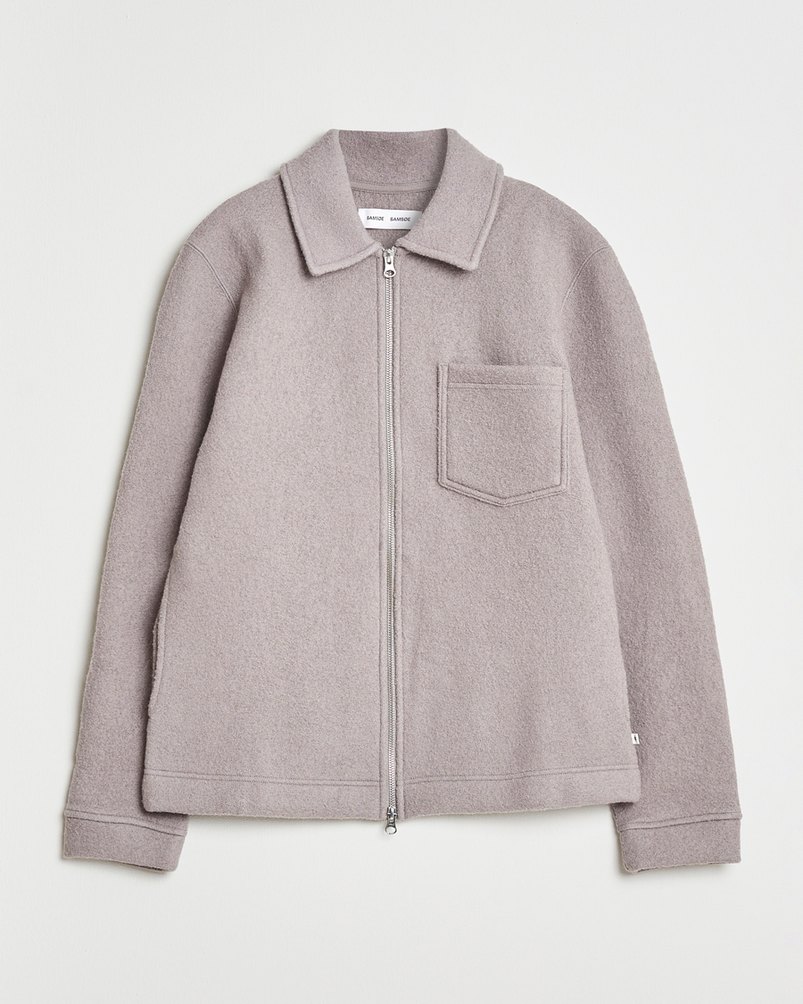 Heren | Truien | Samsøe Samsøe | Hannes Boiled Wool Full Zip Elephant Skin