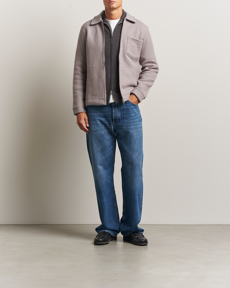 Heren | Truien | Samsøe Samsøe | Hannes Boiled Wool Full Zip Elephant Skin