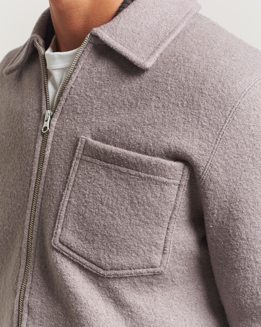 Heren | Truien | Samsøe Samsøe | Hannes Boiled Wool Full Zip Elephant Skin