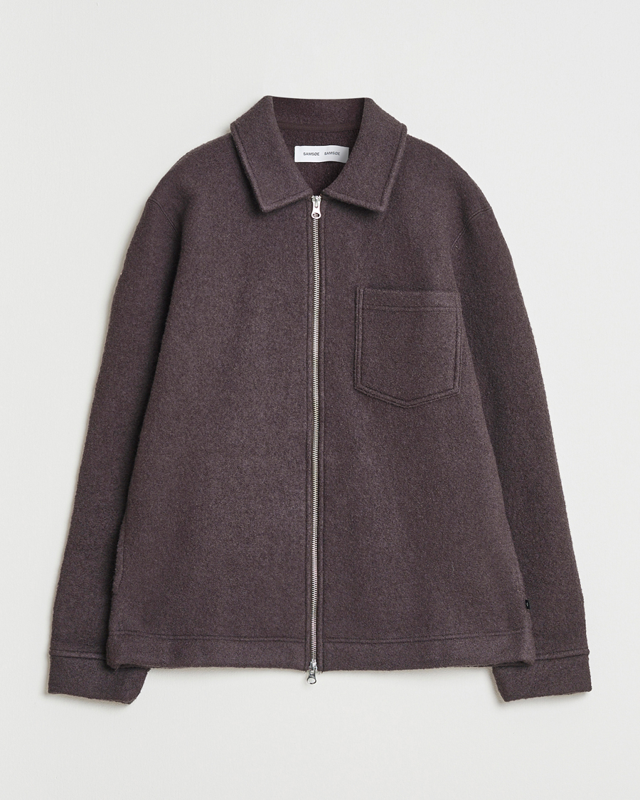 Heren | Truien | Samsøe Samsøe | Hannes Boiled Wool Full Zip Turkish Coffee