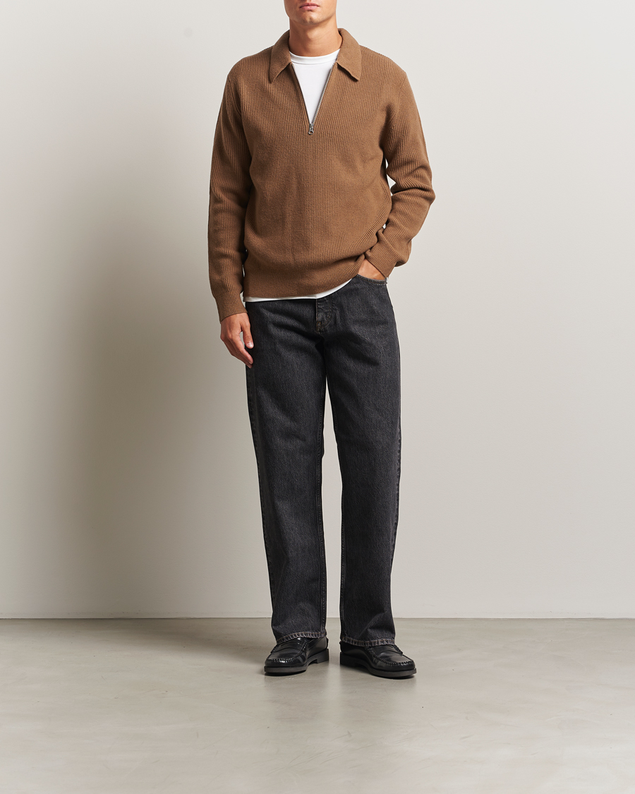 Heren | Truien | Samsøe Samsøe | Isak Knitted Half Zip Polo Otter Brown