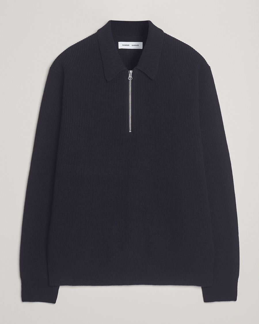 Heren | Truien | Samsøe Samsøe | Isak Knitted Half Zip Polo Salute Navy