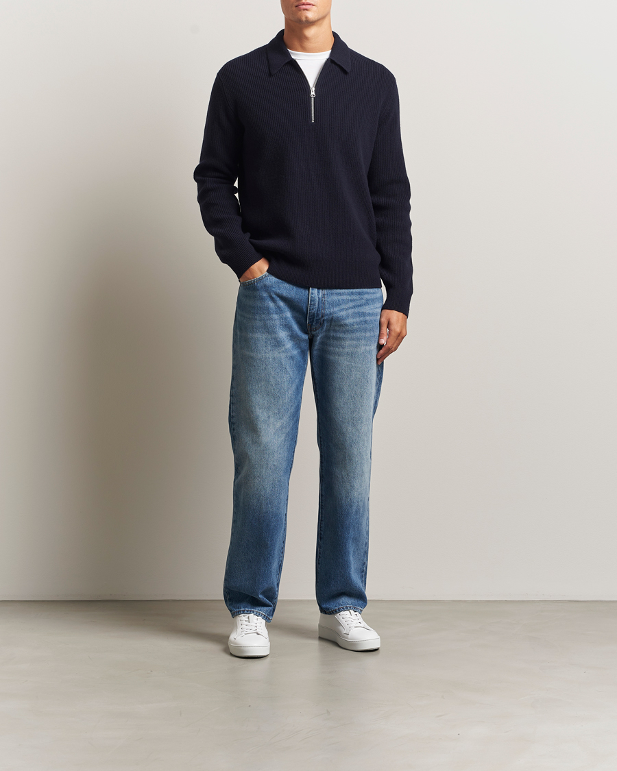 Heren | Truien | Samsøe Samsøe | Isak Knitted Half Zip Polo Salute Navy