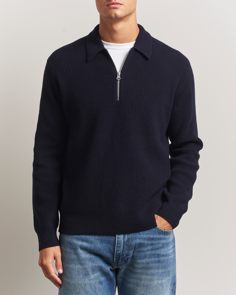Heren | Truien | Samsøe Samsøe | Isak Knitted Half Zip Polo Salute Navy