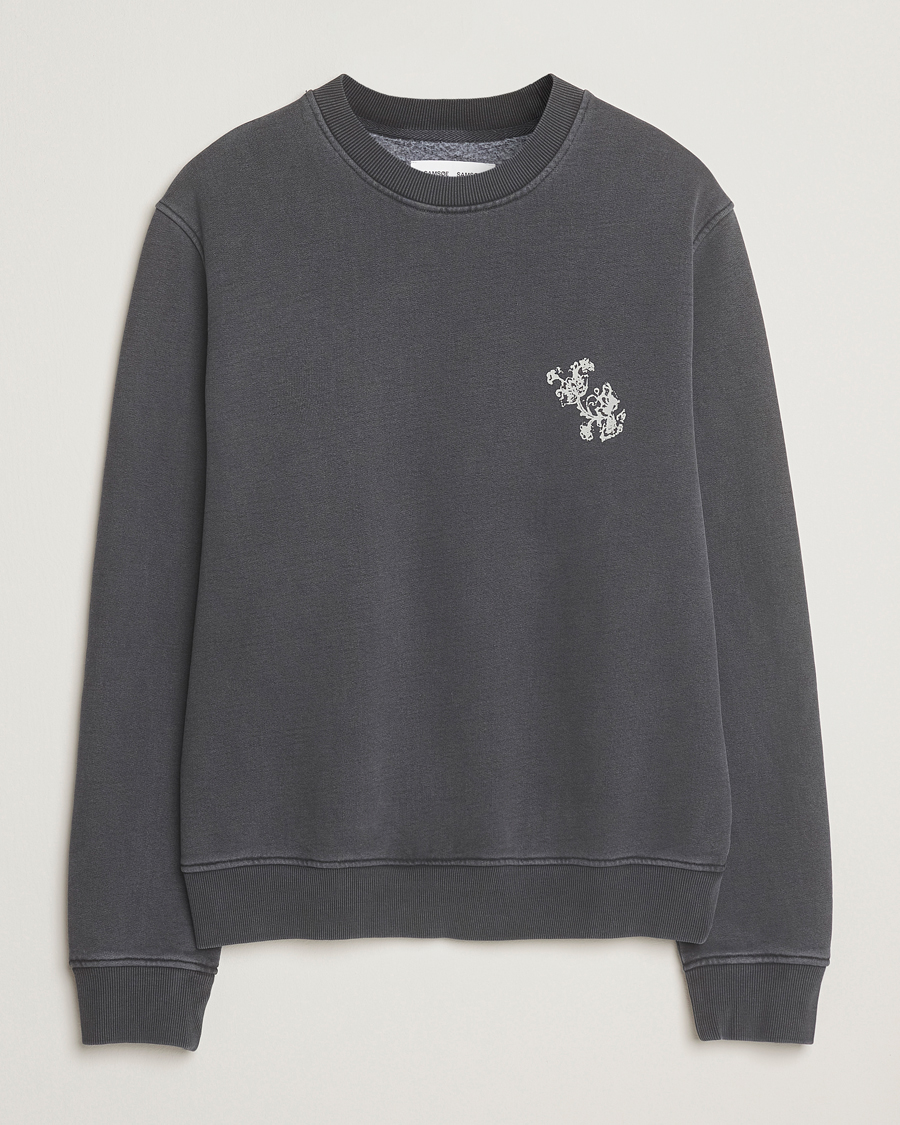 Heren | Truien | Samsøe Samsøe | Phil Printed Crew Neck Sweatshirt Washed Black