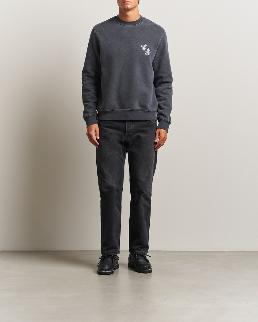 Heren | Truien | Samsøe Samsøe | Phil Printed Crew Neck Sweatshirt Washed Black