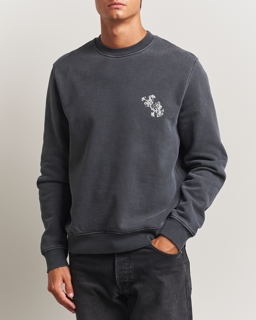 Heren | Truien | Samsøe Samsøe | Phil Printed Crew Neck Sweatshirt Washed Black