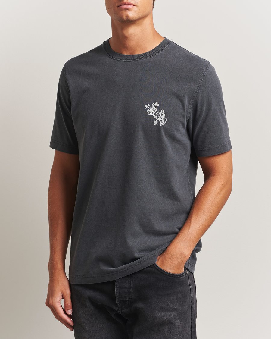 Heren | T-shirts | Samsøe Samsøe | Phil Printed Crew Neck T-Shirt Washed Black
