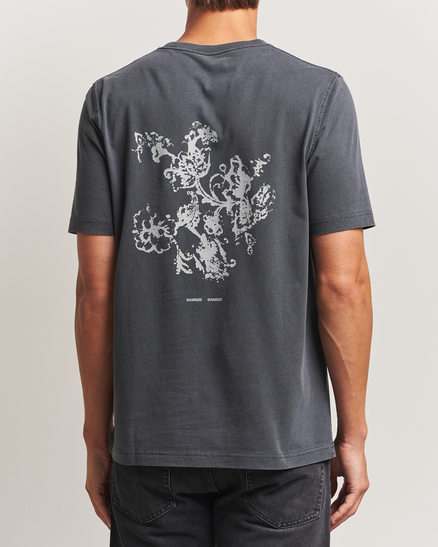 Heren | T-shirts | Samsøe Samsøe | Phil Printed Crew Neck T-Shirt Washed Black