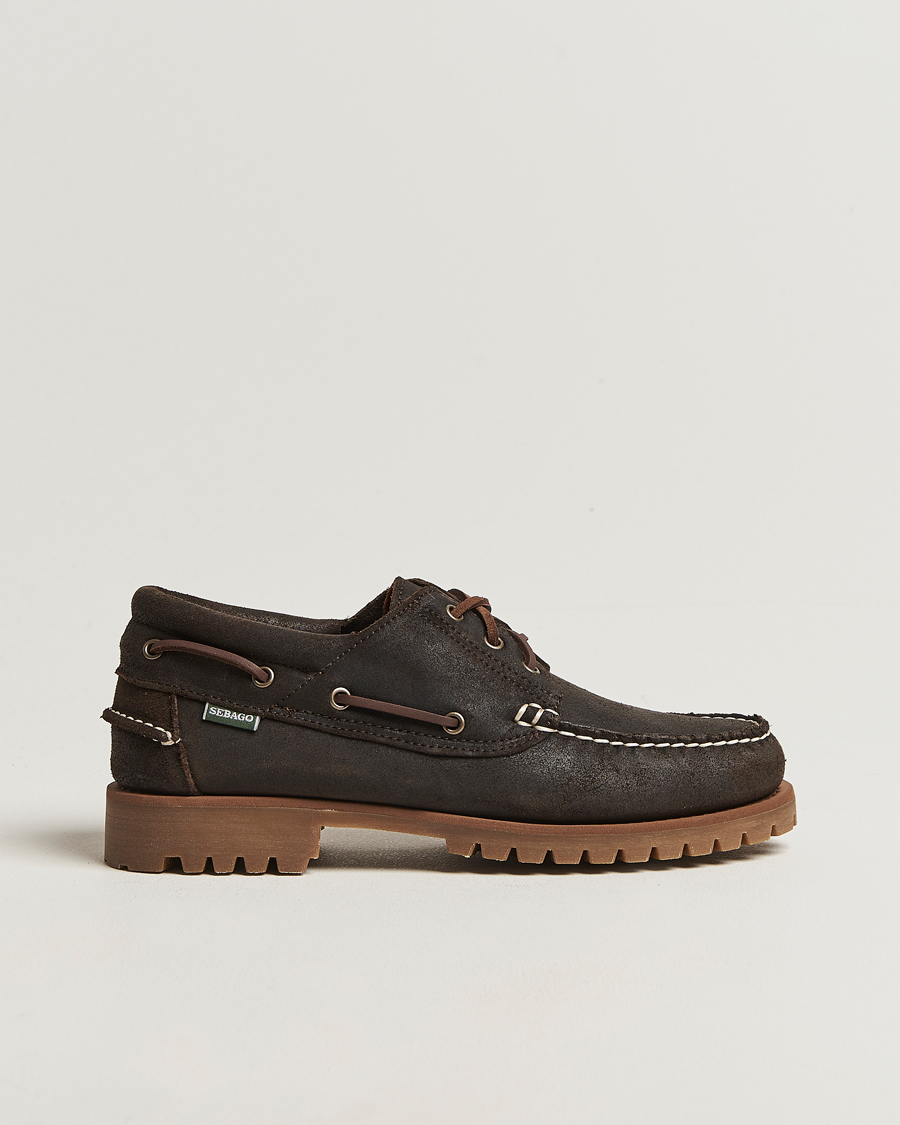 Heren | Instappers | Sebago | Acadia Waxed Suede Loafer Dark Brown