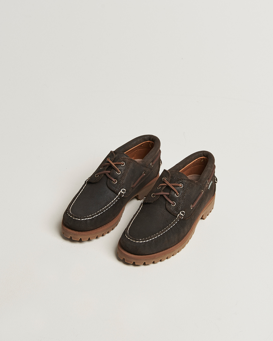 Heren | Instappers | Sebago | Acadia Waxed Suede Loafer Dark Brown