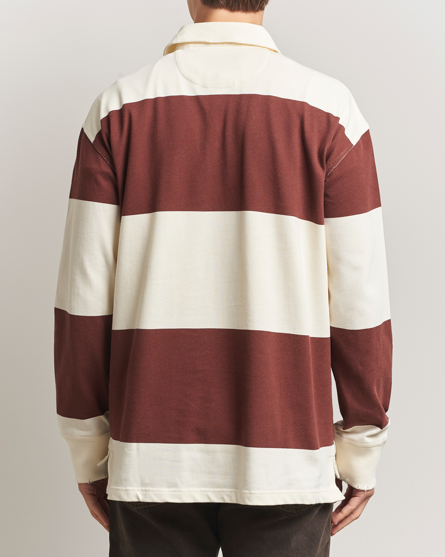 Heren | Truien | GANT 240 Mulberry Street | Block Stripe Heavy Rugger Mahogany Brown/White